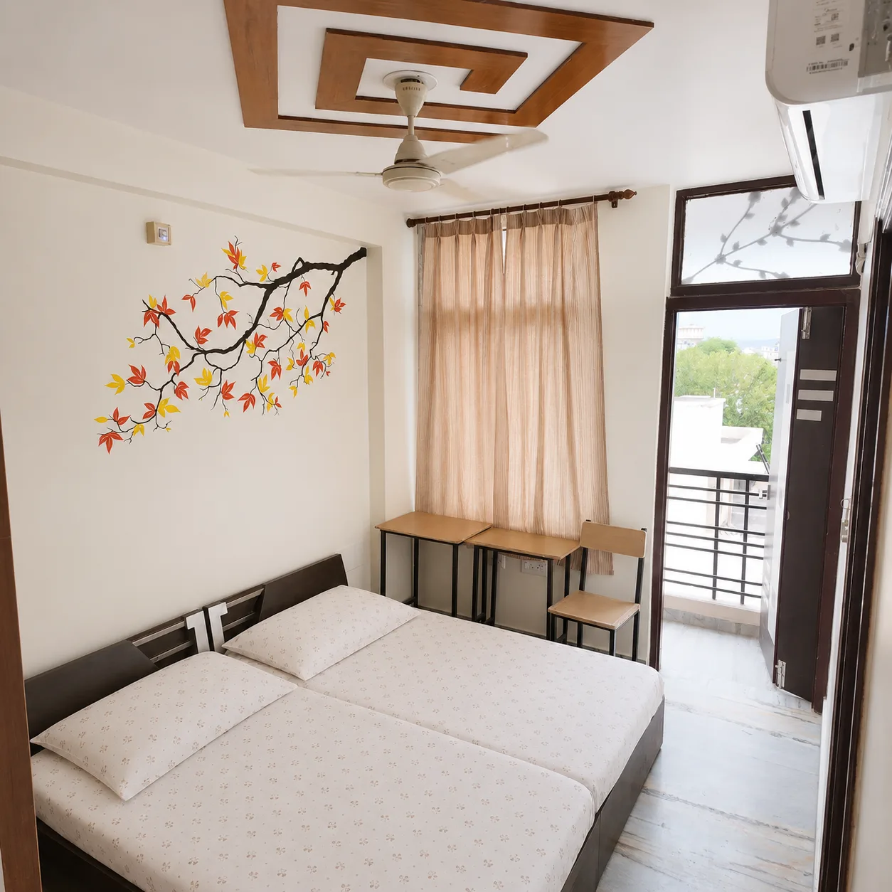 Double occupancy furnished air-conditioned room at Narayani Girls Hostel