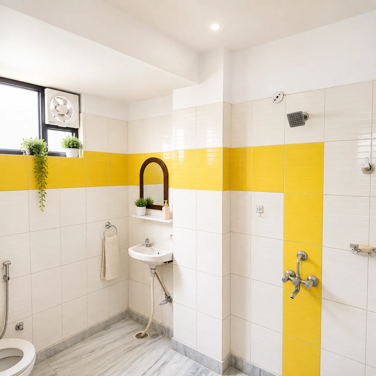 Attached bathroom with geyser